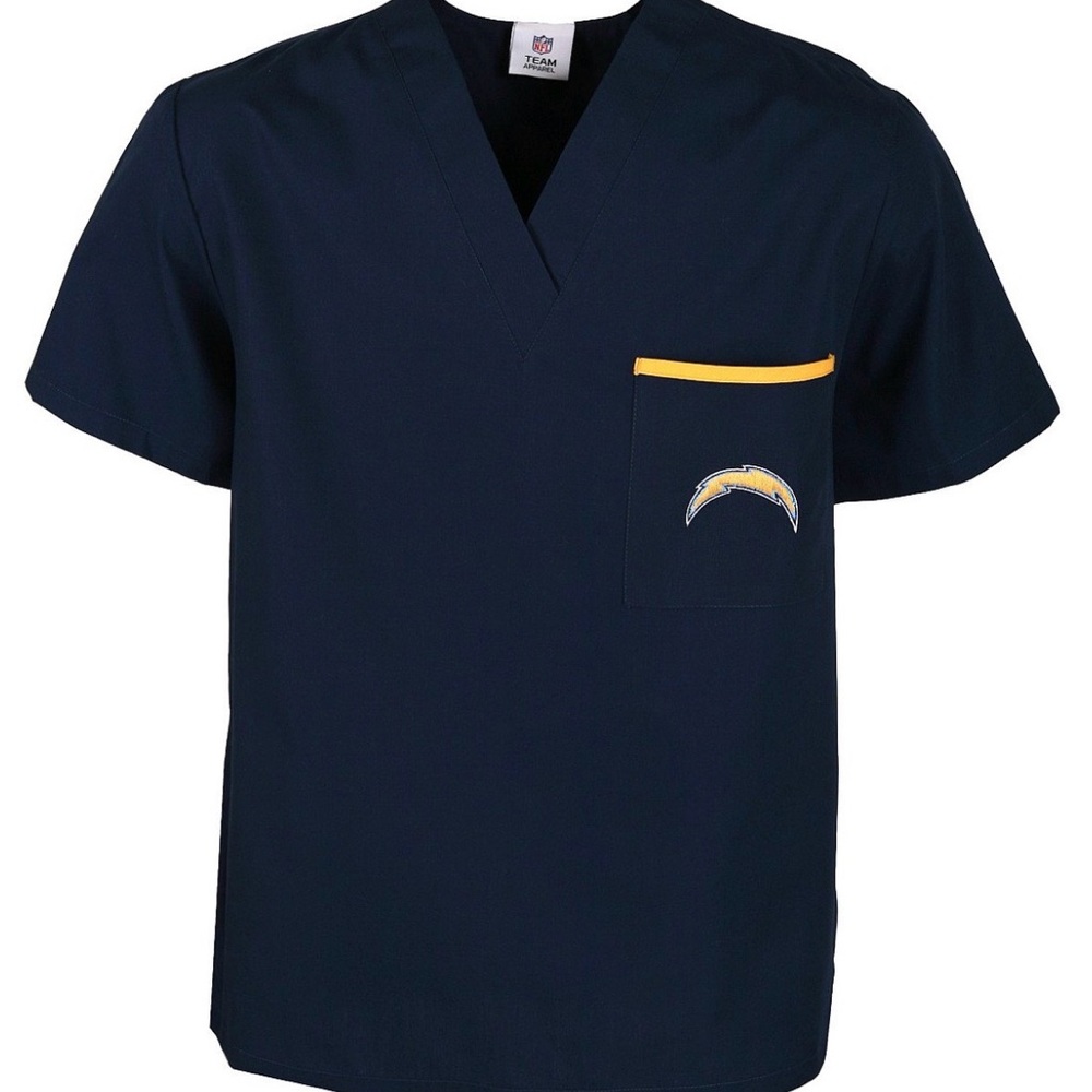 NFL Team Apparel Los Angeles Chargers scrub top navy blue logo on chest pocket
